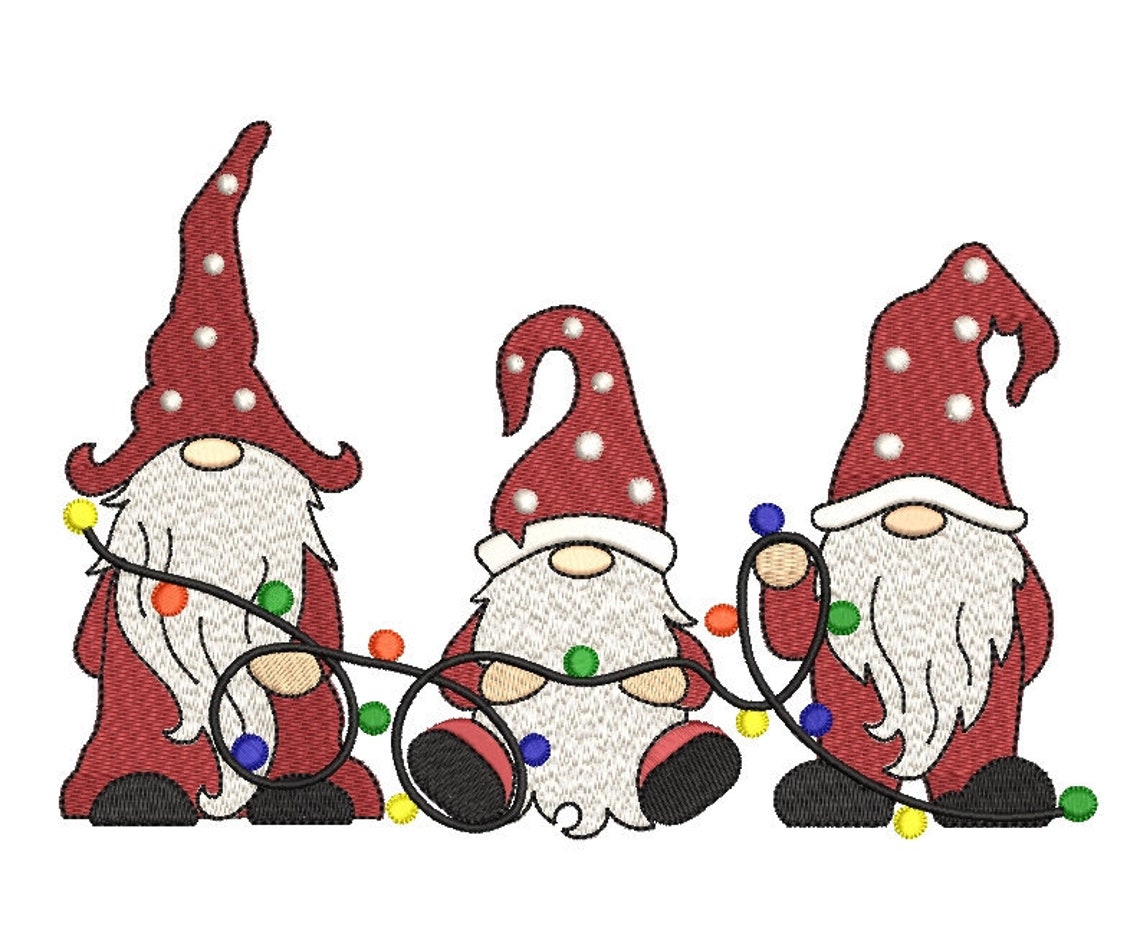 Christmas Gnomes Embroidery Design 3 Gnomes Machine Etsy