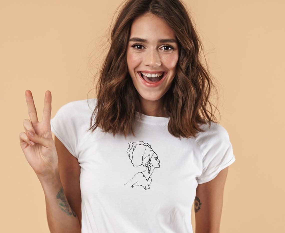 African woman face machine embroidery design 4 sizes  etsy