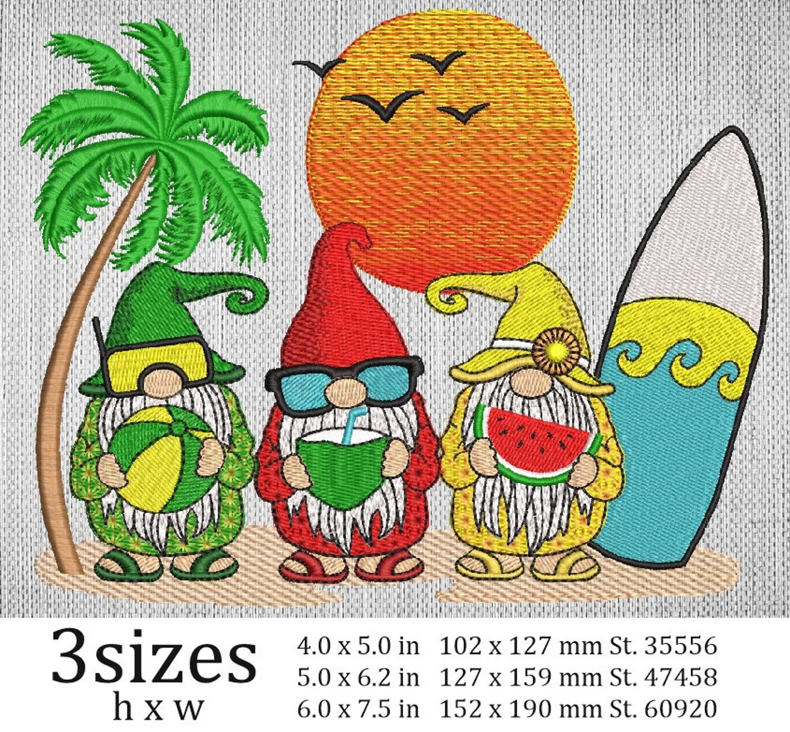 Beach gnomes embroidery designs holiday embroidery designs  etsy