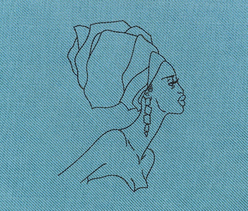 African woman face machine embroidery design 4 sizes  etsy