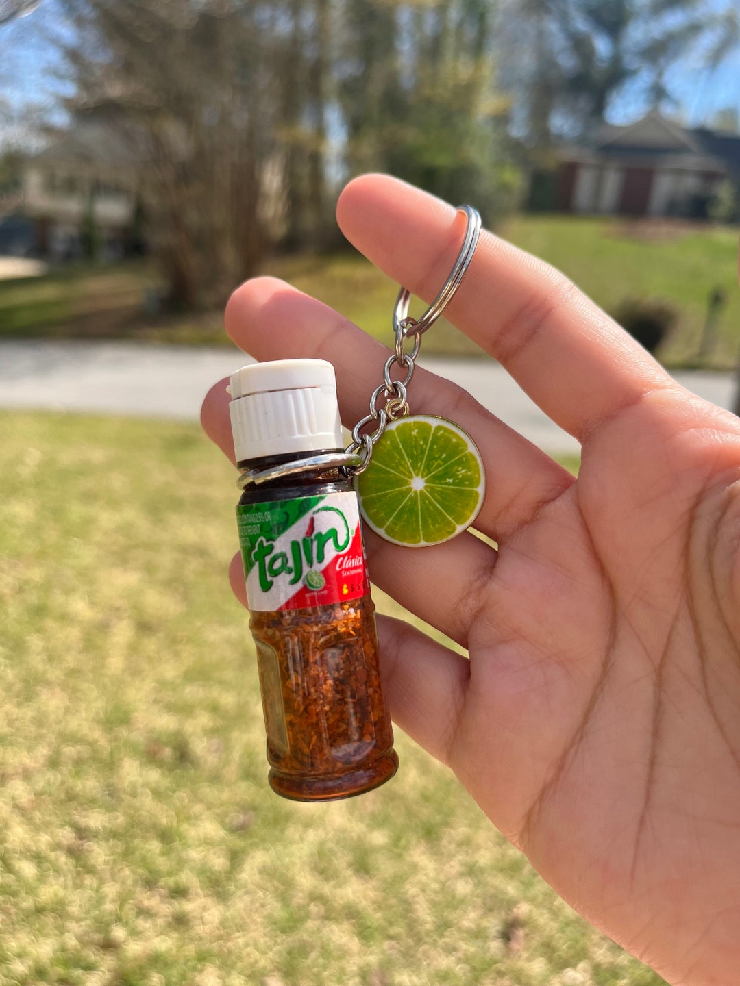 Tajin Keychain Tajin Product Mini Tajin Keychain With Lime Charm Latino