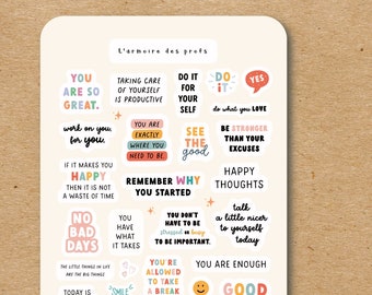 MOTIVATION QUOTES Theme Sticker Sheet / Quotes Sticker Pack / Inspirational Stickers for Journal and Planners