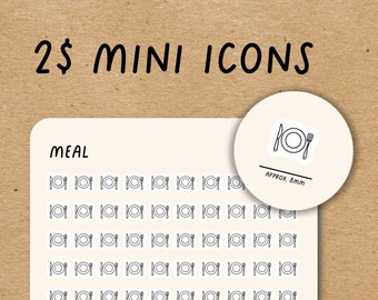 MEAL Mini Icon Stickers / Meal Prep Minimal Functional Planner Stickers / Minimalist Stickers