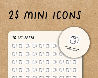 TOILET PAPER Mini Icon Stickers for Planner / Household Icon Stickers / Cleaning Minimal Planner Stickers / Chores Icon Stickers