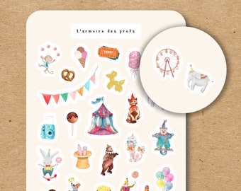CARNIVAL Theme Sticker Sheet / Circus Stickers for Planner & Journal / Fair Stickers