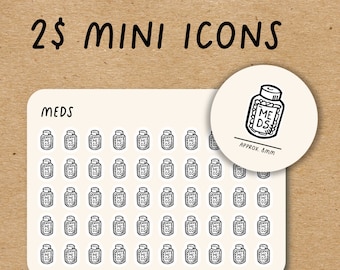 PILL Mini Icon Stickers for Planner / Prescription Icon Stickers / Medical Minimal Icon Stickers