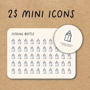 BABY BOTTLE Mini Icon Stickers / Baby Minimal Functional Planner Stickers / Pregnancy Minimalist Stickers