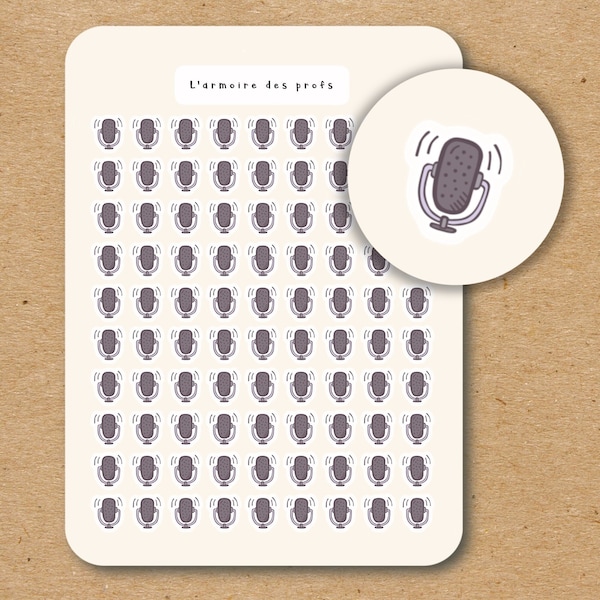 PODCAST MIC Icon Sticker Sheet / Microphone Planner Stickers