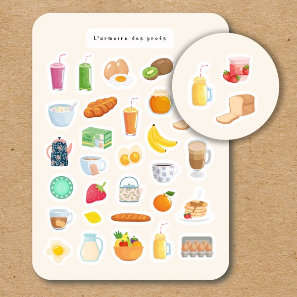 BREAKFAST Sticker Sheet / Food Sticker Sheet / Morning Planner & Journal Sticker Sheet