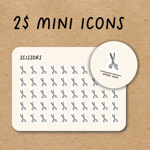 HAIRCUT Mini Icon Stickers for Planner / Hair Appt Icon Stickers / Hairdresser Minimal Planner Stickers / Appointment Icon Stickers