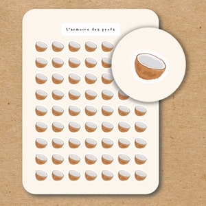 COCONUT Icon Stickers / Fruit and Veggie Planner Stickers / Food Stickers