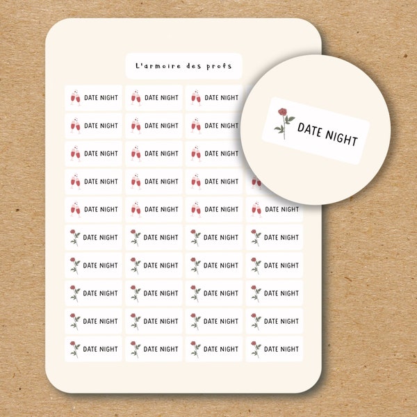 DATE NIGHT Sticker Sheet / Event Stickers for Planner & Journal Sticker Sheet