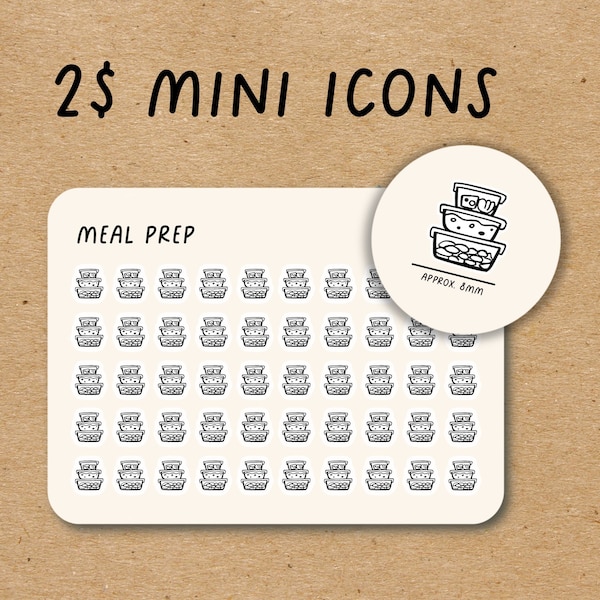 MEAL PREP Mini Icon Stickers / Minimal Functional Planner Stickers / Minimalist Stickers