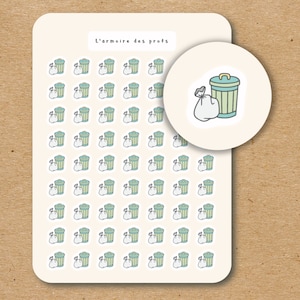 TRASH Garbage Household Chores Planner Stickers, Cleaning Sticker Set, Chores Trackers Stickers, Laundry Mop Dishes Trash Recycle Stickers
