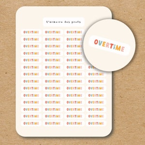 OVERTIME Text Stickers for Planners Journals Scrapbooking and Calendar / Script Sticker Sheet / Custom Text Stickers