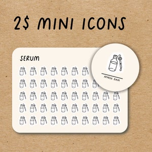 SERUM Mini Icon Stickers / Me Time Self-Care Minimal Functional Planner Stickers / Skin Care Minimalist Stickers