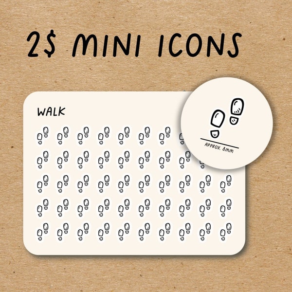 WALK Mini Icon Stickers for Planner / Hiking Icon Stickers / Fitness Minimal Icon Stickers