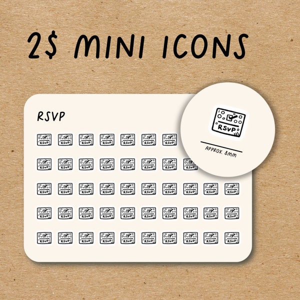 RSVP Mini Icon Stickers for Planner / Appointment Icon Stickers / Event Minimal Planner Stickers