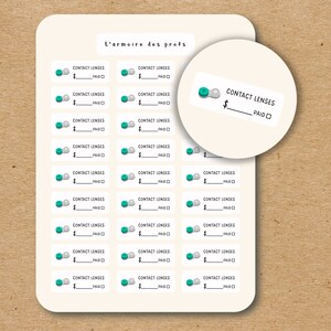 LENTES DE CONTACTO Pegatinas del planificador de presupuestos, pegatinas del rastreador de finanzas de gastos, diario financiero, pegatinas de facturas vencidas