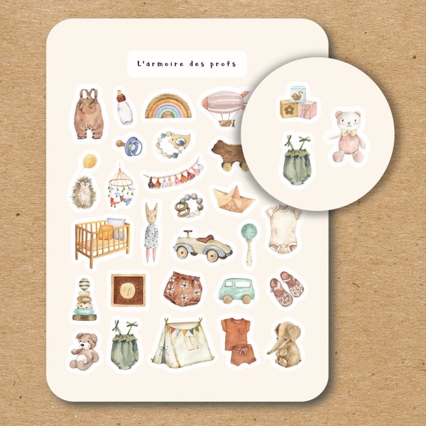 BABY Theme Sticker Sheet / Fun & Cute Baby Stickers for Planners