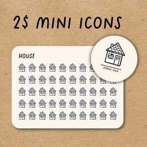 HOUSE Mini Icon Stickers for Planner / Chores Icon Stickers / Bill Due Minimal Planner Stickers