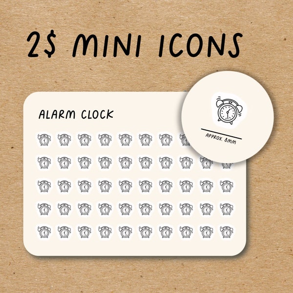 ALARM CLOCK Mini Icon Stickers / Morning Minimal Functional Planner Stickers / Meeting Minimalist Stickers