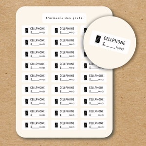 CELLPHONE Pegatinas Planificador de Presupuesto / Rastreador de Finanzas / Pegatinas del Planificador de Presupuesto / Pegatinas de Factura Vencida