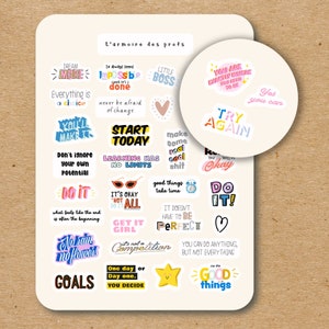 MOTIVATION QUOTES Theme Sticker Sheet / Quotes Sticker Pack / Inspirational Stickers for Journal and Planners