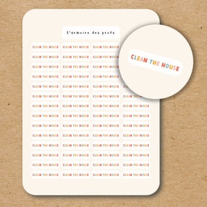 CLEAN THE HOUSE Text Stickers for Planners Journals Scrapbooking and Calendar / Script Sticker Sheet / Custom Text Stickers