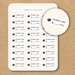 PRÉSTAMO ESTUDIANTIL Planificador de Presupuesto / Rastreador de Finanzas / Pegatinas del Planificador de Presupuesto / Pegatinas de Factura Vencida