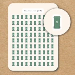 RECYCLING MÜLLBEHÄLTER-Aufkleber für Planer / Haushaltsarbeiten-Aufkleber / Müll-Recycling-Tag-Aufkleber