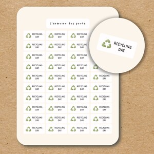 RECYCLING DAY Stickers for Planner / Recycle Functional Stickers / Household Stickers