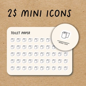 TOILET PAPER Mini Icon Stickers for Planner / Household Icon Stickers / Cleaning Minimal Planner Stickers / Chores Icon Stickers