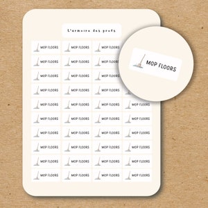 MOP FLOORS Stickers for Planner / Chores Stickers / Household Planner Stickers