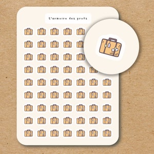 Etiquetas engomadas del icono de la MALETA / Etiquetas engomadas del planificador de viajes / Etiquetas engomadas del icono de las vacaciones