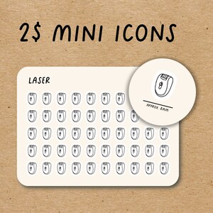 LASER Mini Icon Stickers / Beauty Appointment Stickers / Self-Care Minimal Functional Planner Stickers / Skin Care Minimalist Stickers