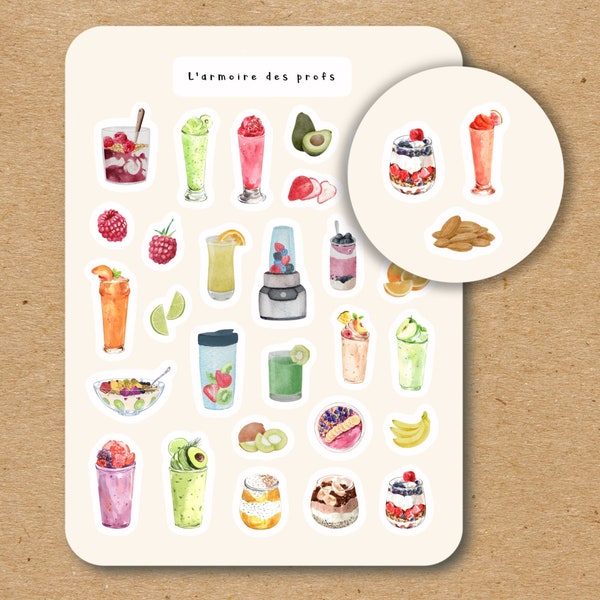 SMOOTHIE Sticker Sheet / Food Sticker Sheet / Breakfast Planner & Journal Sticker Sheet