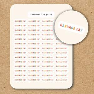 GARBAGE DAY Text Stickers for Planners Journals Scrapbooking and Calendar / Script Sticker Sheet / Custom Text Stickers