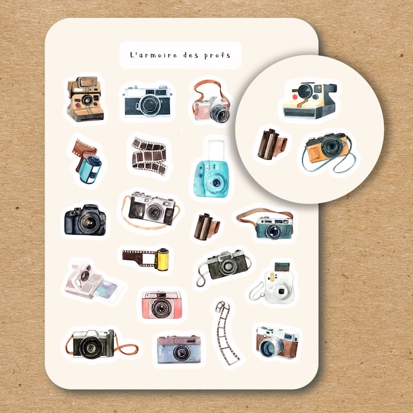 CAMERA Stickers for Planners Journals Scrapbooking and Notebooks, Cute Decorative Stickers, Cinema Photography Fun Watercolor Stickers