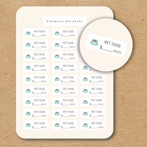 PET FOOD Budget Planner Stickers, Expense Finance Tracker Stickers, Financial Journal, Bill Due Stickers