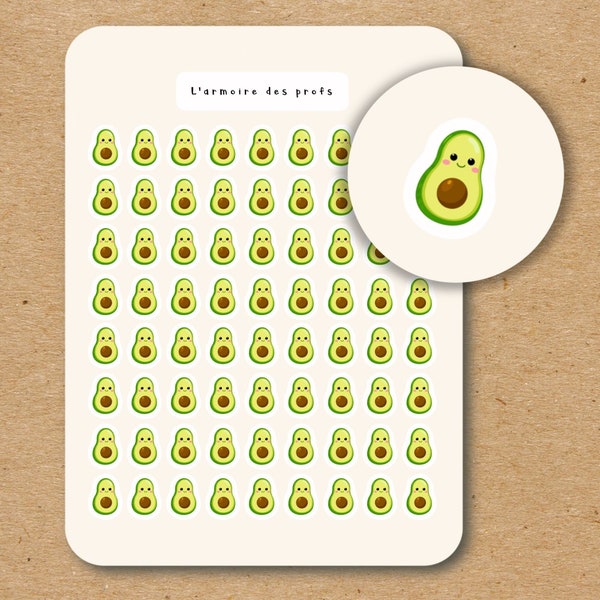 Kawaii Avocado Stickers / Avocado Icon Planner Stickers / Cute Stickers