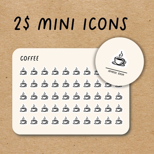 COFFEE Mini Icon Stickers / Minimal Functional Planner Stickers / Minimalist Stickers / Small Icon Stickers