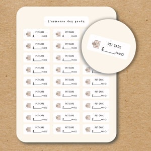 PET CARE Budget Planner Stickers, Expense Finance Tracker Stickers, Financial Journal, Bill Due Stickers