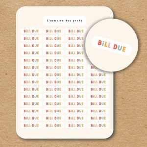 BILL DUE Text Stickers / Script Sticker Sheet / Custom Text Stickers