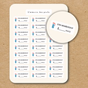 MEMBRESÍA DE GYM Pegatinas del planificador de presupuestos, pegatinas del rastreador de finanzas de gastos, diario financiero, pegatinas de facturas vencidas