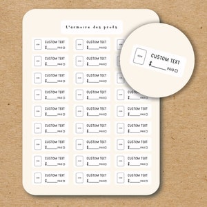 CUSTOM TEXT Stickers for Budget Planner / Custom Stickers Financial Planner / Finance Tracker Stickers