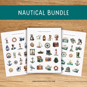 NAUTICAL Sticker Pack, Seascape Maritime Planer Sticker, Sommer Strand Meer Dekorative Sticker, Urlaub Meer Haus Sticker