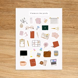 OFFICE Stickers for Planners Journals Scrapbooking and Notebooks, Cozy Decorative Fun Watercolor Stickers