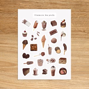 CHOCOLATE Theme Sticker Sheet / Sweets Stickers / Dessert Planner Stickers, Journal Stickers