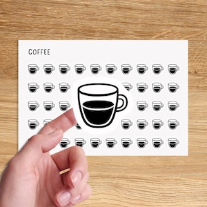 COFFEE Mini Icon Stickers / Minimal Functional Planner Stickers / Minimalist Stickers / Small Icon Stickers